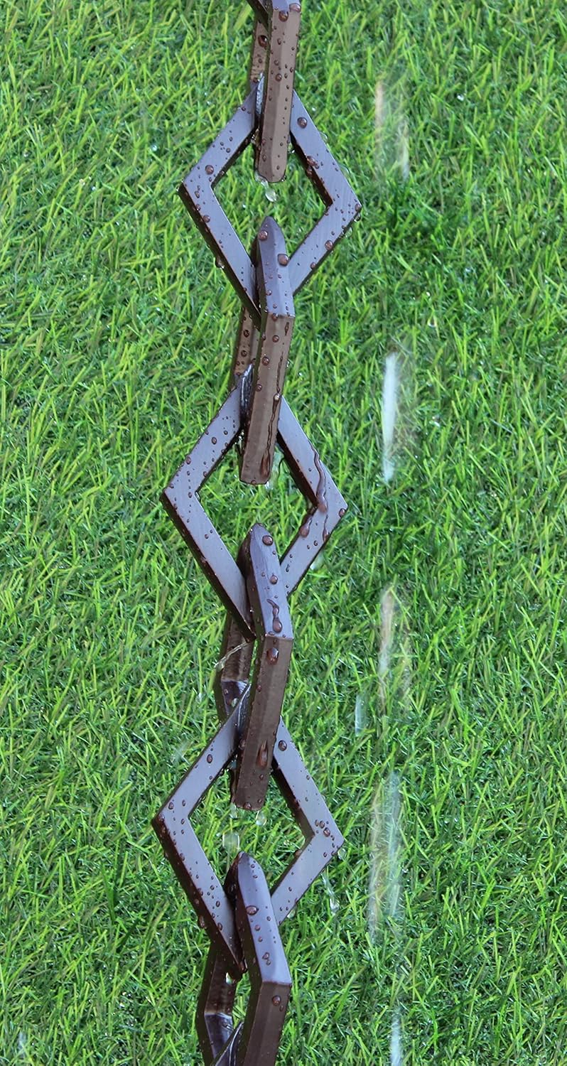 KAM Home Diamond Links Rain Chain with Installation Kit (Brown, 13)