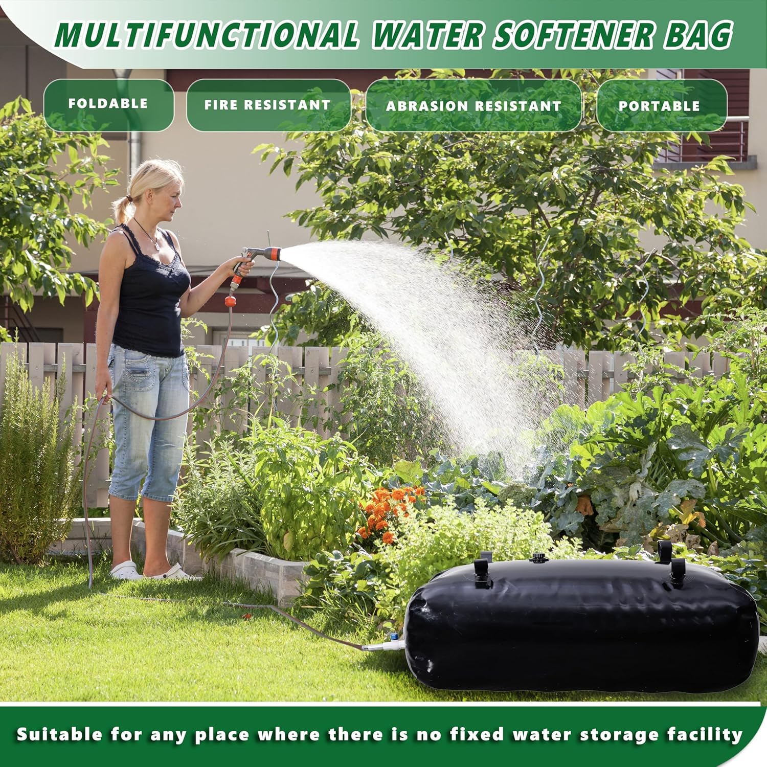 MXQMKL 240 L/63.4 gal Water Bladder Storage Containers, Foldable Portable Water Tank Large Capacity Soft Water Bag, Drought Resistance, Fire Prevention, Emergency Water