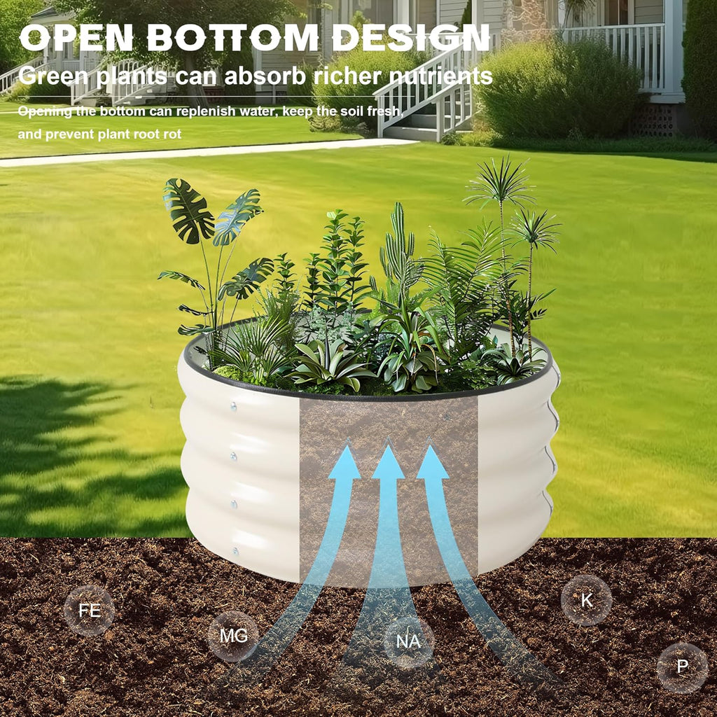 Galvanized Raised Garden Bed Kit Outdoor Metal Garden Planter Box for Backyard Gardening, Planting Vegetables, and Patio (Dia23.6"x11.8")