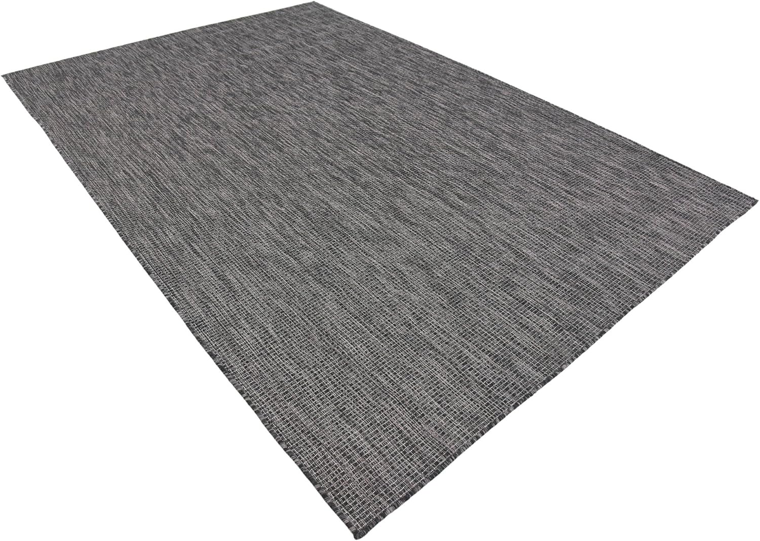 Unique Loom Collection Casual Transitional Solid Heathered Indoor/Outdoor Flatweave Area Rug (6' 1" x 9' Rectangle, Black/Ivory)