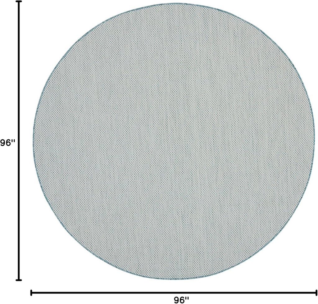 Nourison Home Courtyard 8' x Round Ivory Aqua Fabric Modern Area Rug (8' Round)