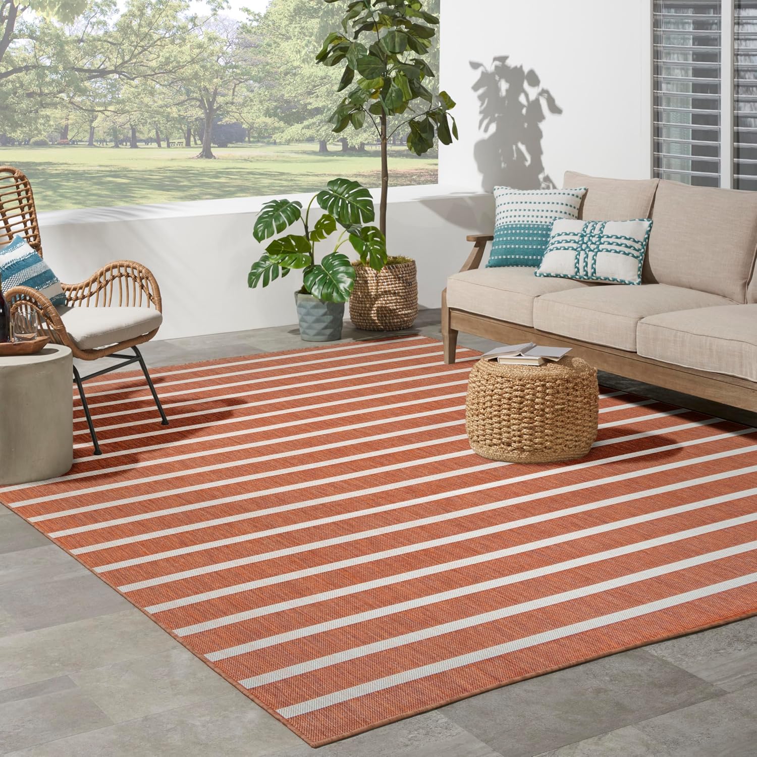 Nourison Home Positano 8' x 10' Fabric Terracotta Area Rug