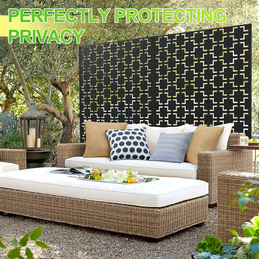 Outdoor Privacy Screen,72" H×47" W Metal Privacy Screen, Freestanding Privacy Fence Panels for Patio