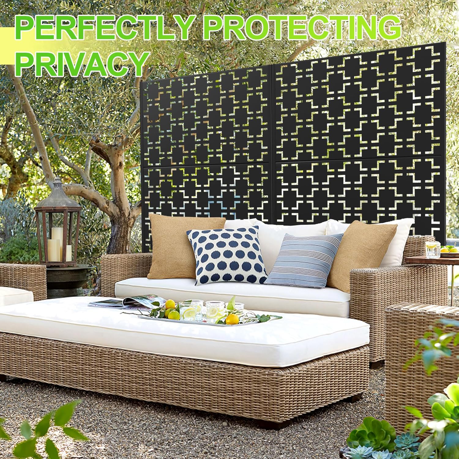 Outdoor Privacy Screen,72" H×47" W Metal Privacy Screen, Freestanding Privacy Fence Panels for Patio
