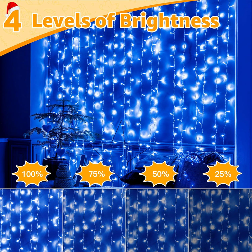 Ollny Christmas Lights Outdoor 800LED 262FT, Blue Plug in Fairy Lights with Remote, 8 Modes Waterproof Timers Dimmable LED String Lights for Indoor House Outside Bedroom Patio Balcony