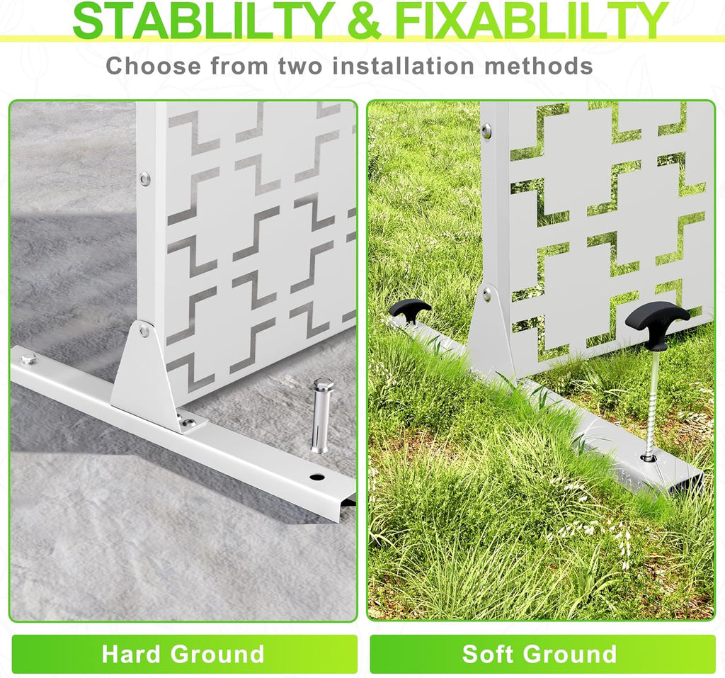 Outdoor Privacy Screen,72" H×47" W Metal Privacy Screen, Freestanding Privacy Fence Panels for Patio