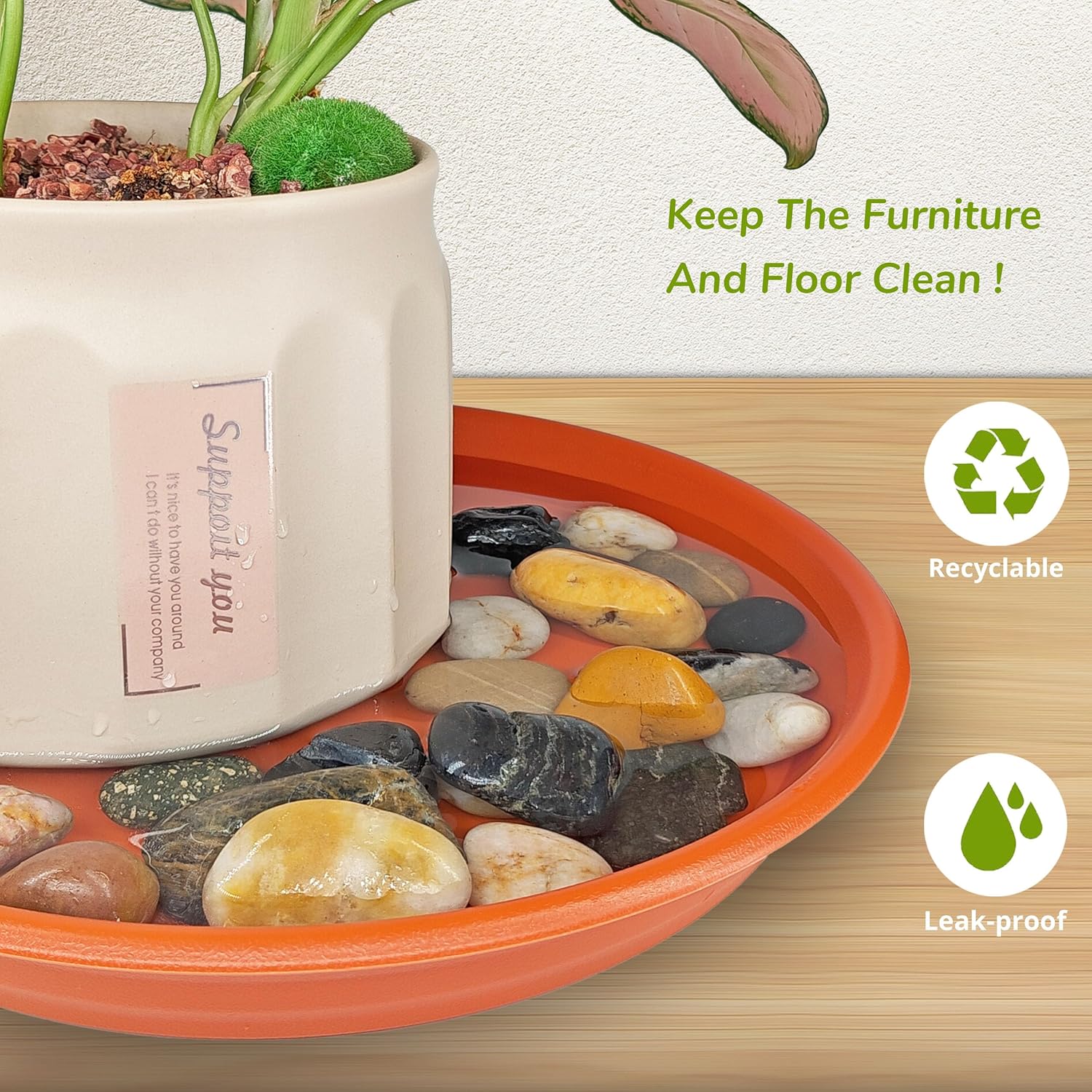 12Pcs Colourful Plant Saucer, 6 8 10 Inch Durable Plastic Plant Tray, Round Plant Pot Saucers, Drip Tray for Indoor and Outdoor Garden, Brick Red