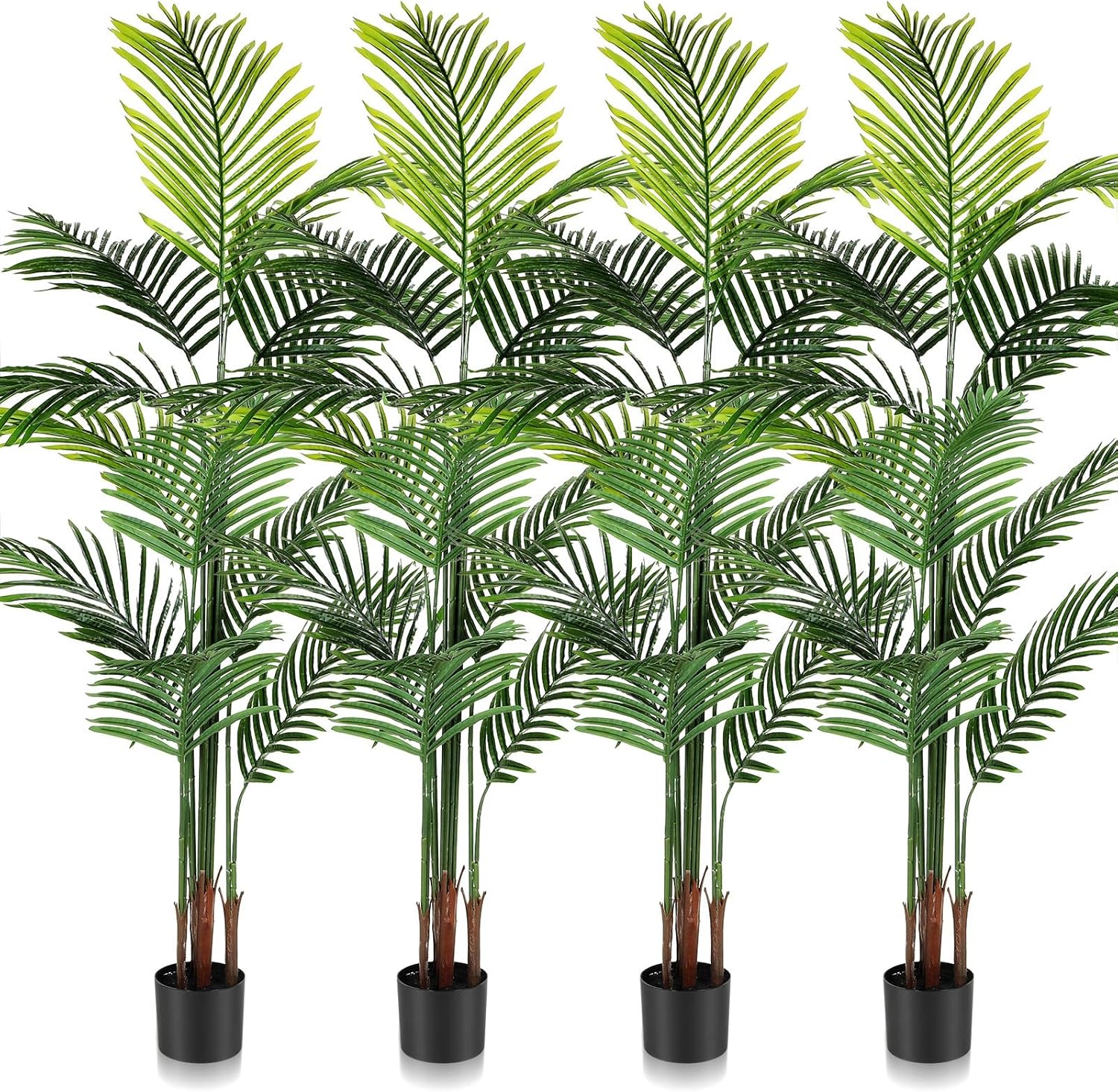 Jexine 4 Pack Artificial Palm Trees 6Ft, Fake Plants Fake Trees Artificial Areca Palm Plants for Outdoor Indoor Faux Tree in Pot for Pool Home Decor Office Housewarming Gift Modern Decoration