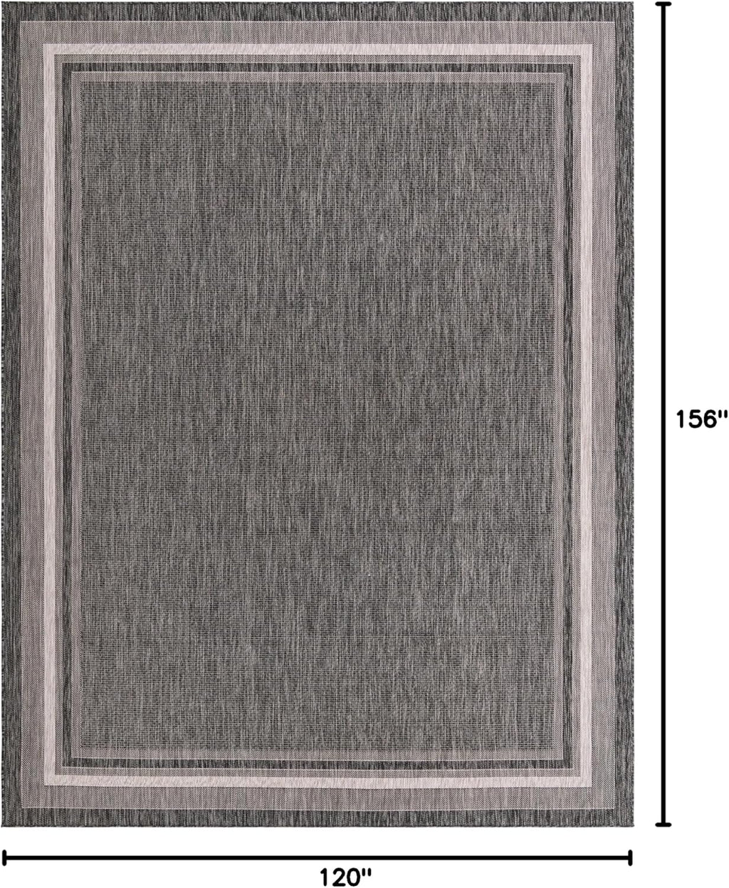 Unique Loom Outdoor Border Collection Area Rug - Soft Border (10' x 13' Rectangle, Black/ Ivory)