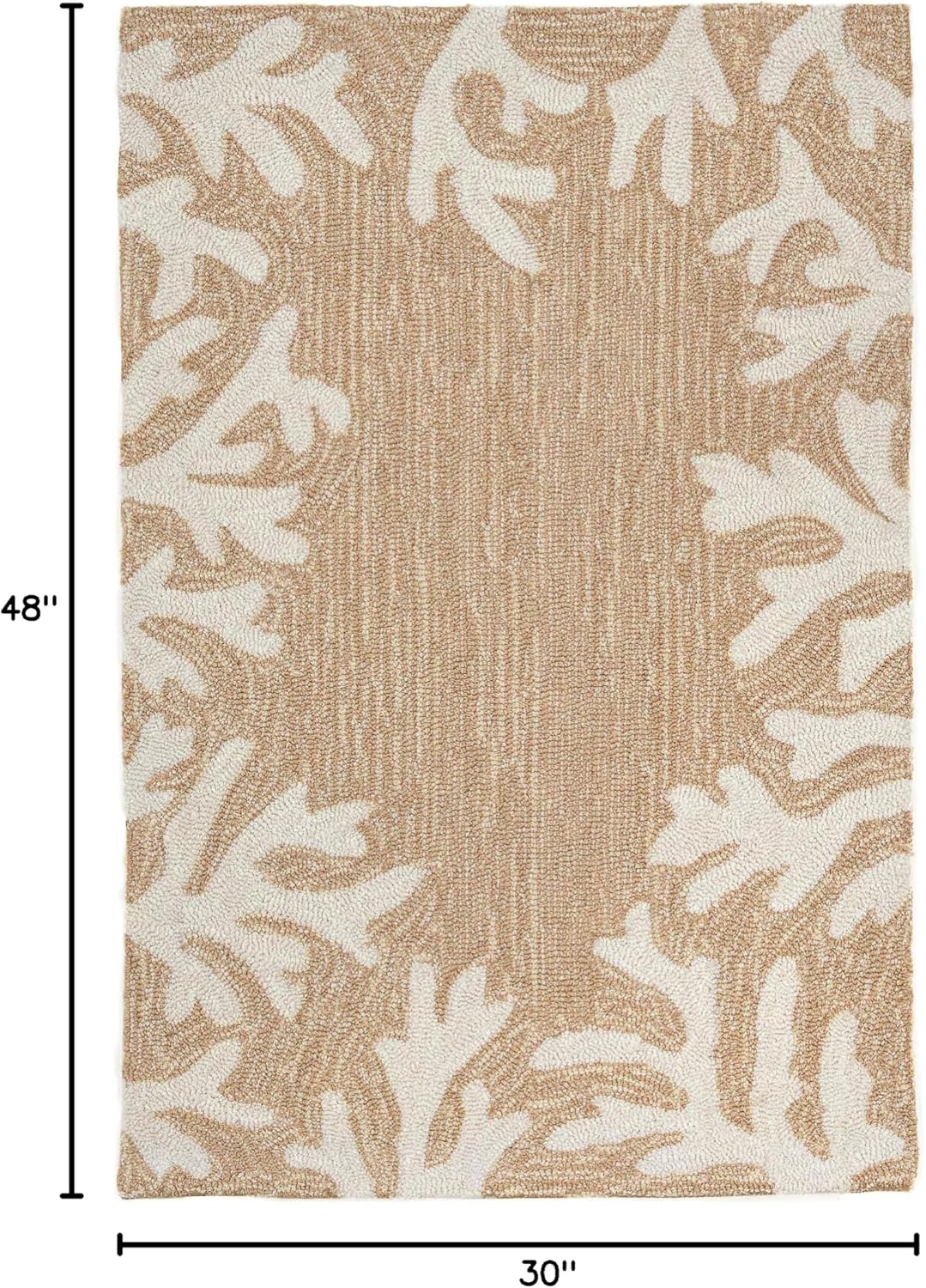 Liora Manne CAPRI Indoor/Outdoor Handmade Synthetic Blend Durable Area Rug - Traditional Border Coastal Beach Accent (Coral Border Neutral) (2'6" x 4')