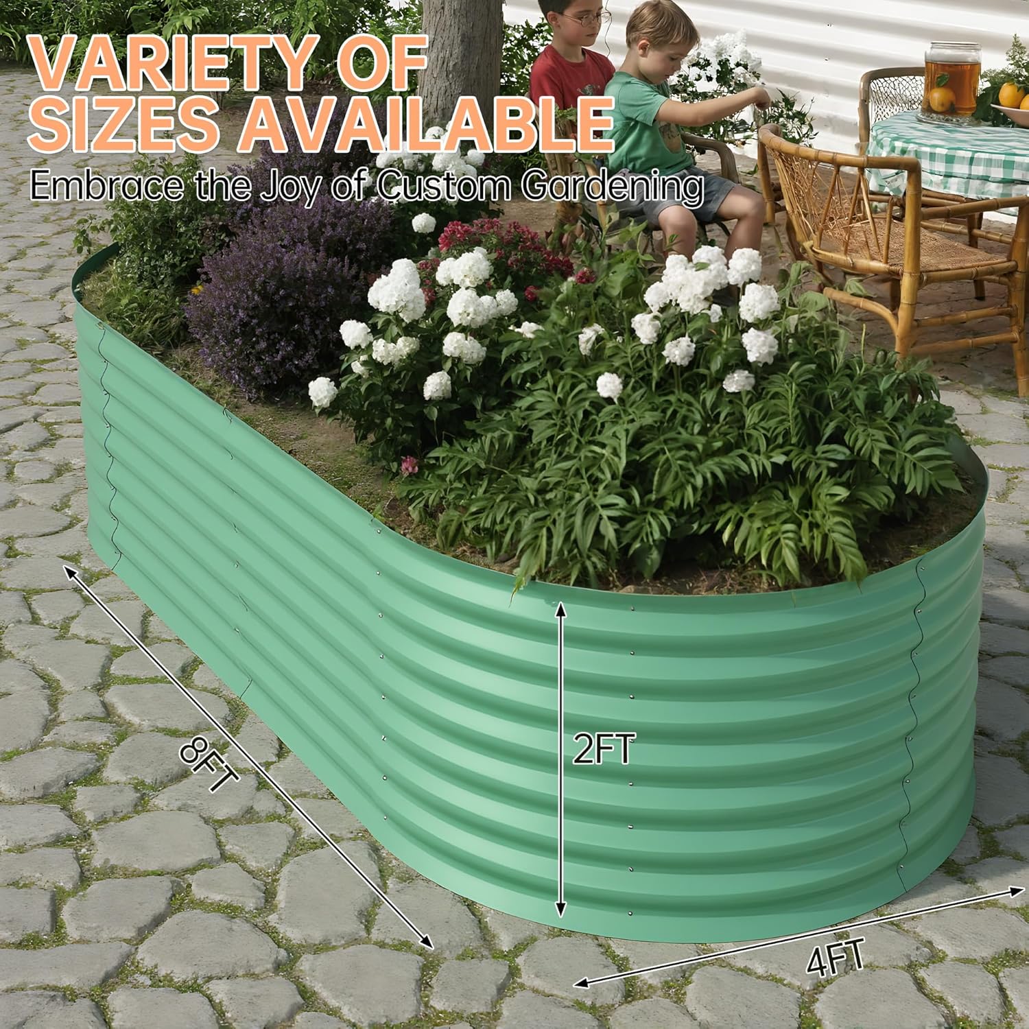 8x4x2ft Galvanized Raised Garden Bed Outdoor, 24" Tall Metal Planter Box for Flowers Herbs Vegetables, Rust-Resistant Raised Garden Beds for Gardening, Easy Assembly Outdoor Garden Box & Planters