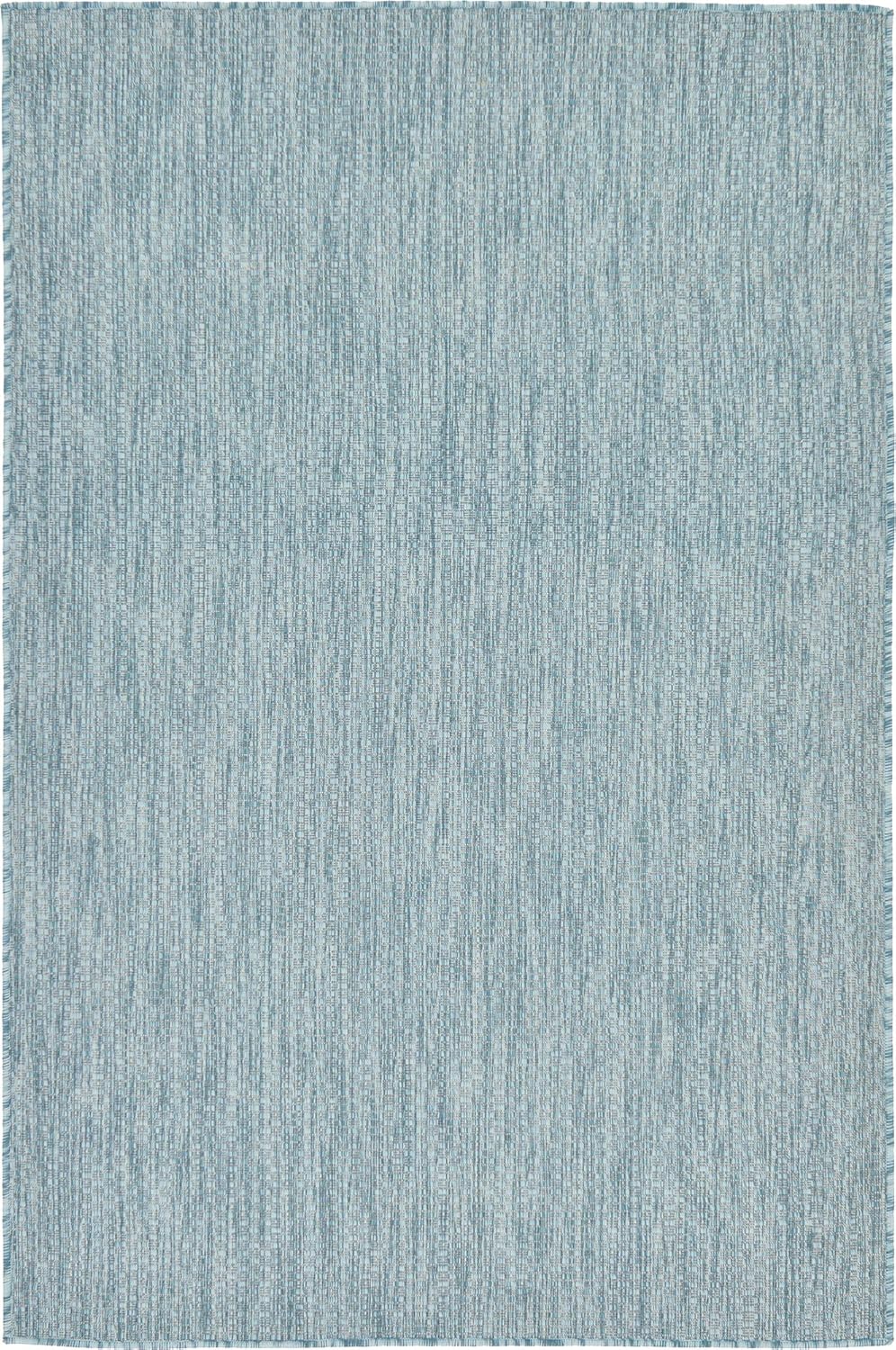 Unique Loom Collection Casual Transitional Solid Heathered Indoor/Outdoor Flatweave Area Rug (4' 1" x 6' 1" Rectangle, Aquamarine/Ivory)