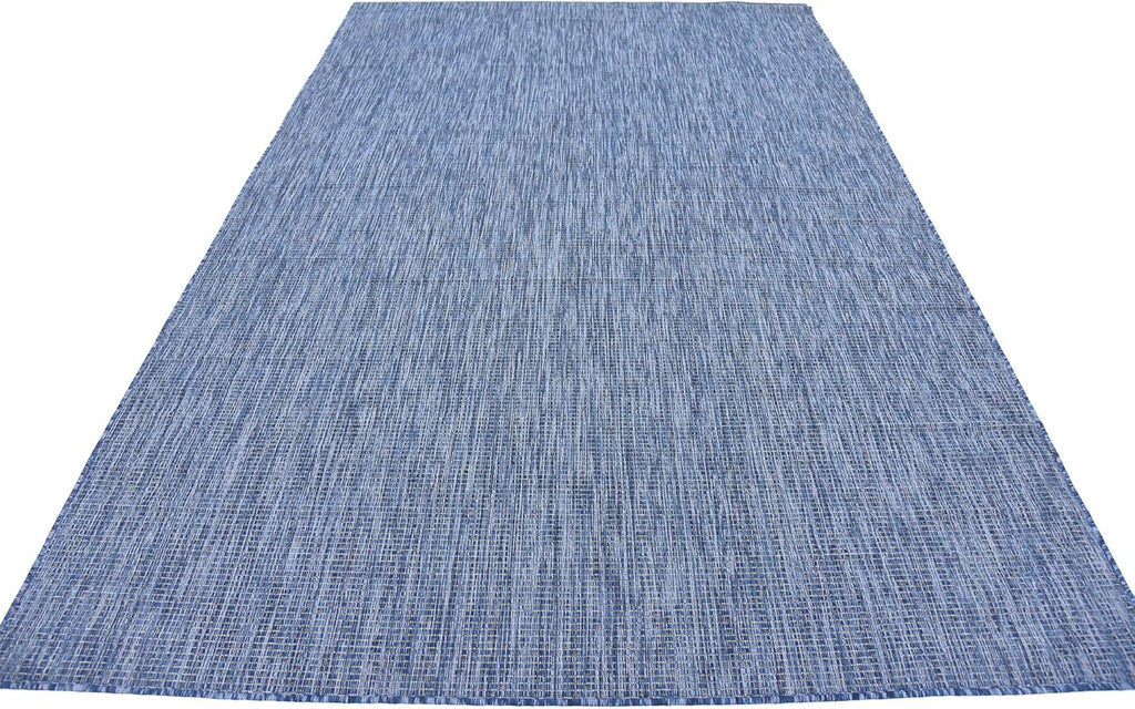 Unique Loom Collection Casual Transitional Solid Heathered Indoor/Outdoor Flatweave Area Rug (6' 1" x 9' Rectangle, Blue/Navy Blue)