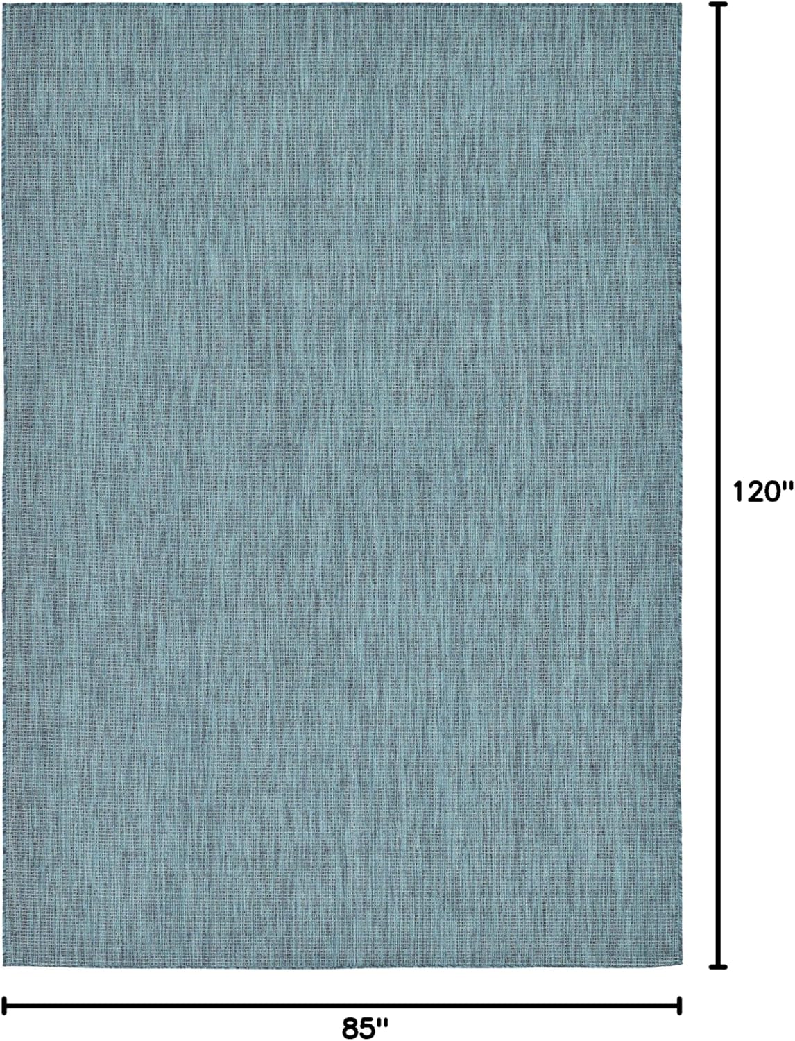 Unique Loom Collection Casual Transitional Solid Heathered Indoor/Outdoor Flatweave Area Rug (7' 1" x 10' Rectangle, Teal/Navy Blue)