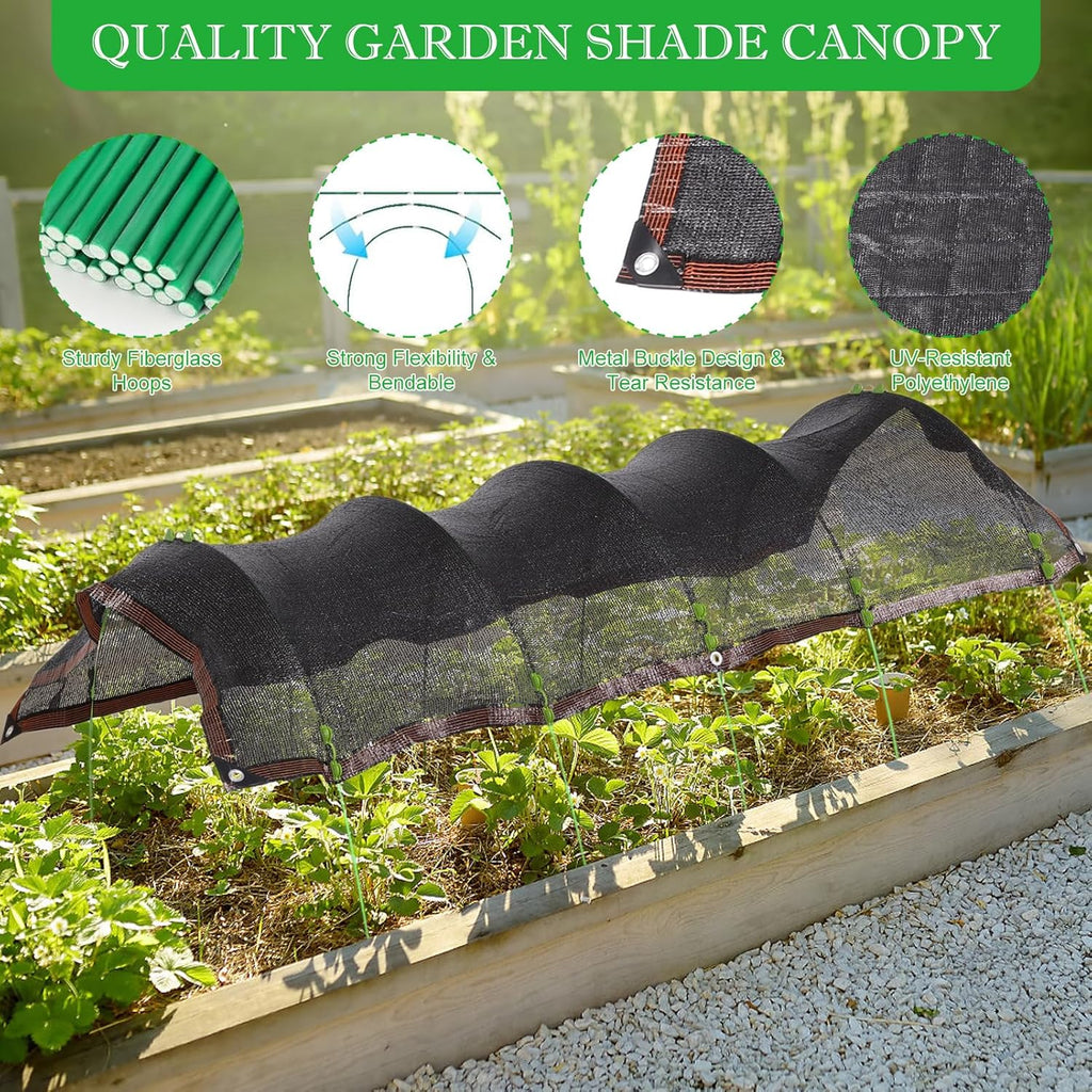118"x78.7" Garden Shade Kit, 70% Garden Sun Shade Cloth with Hoops for Plants Heat Protection, Raised Garden Bed Shade Cover Plant Sun Shade for Outdoor Plants Vegetables