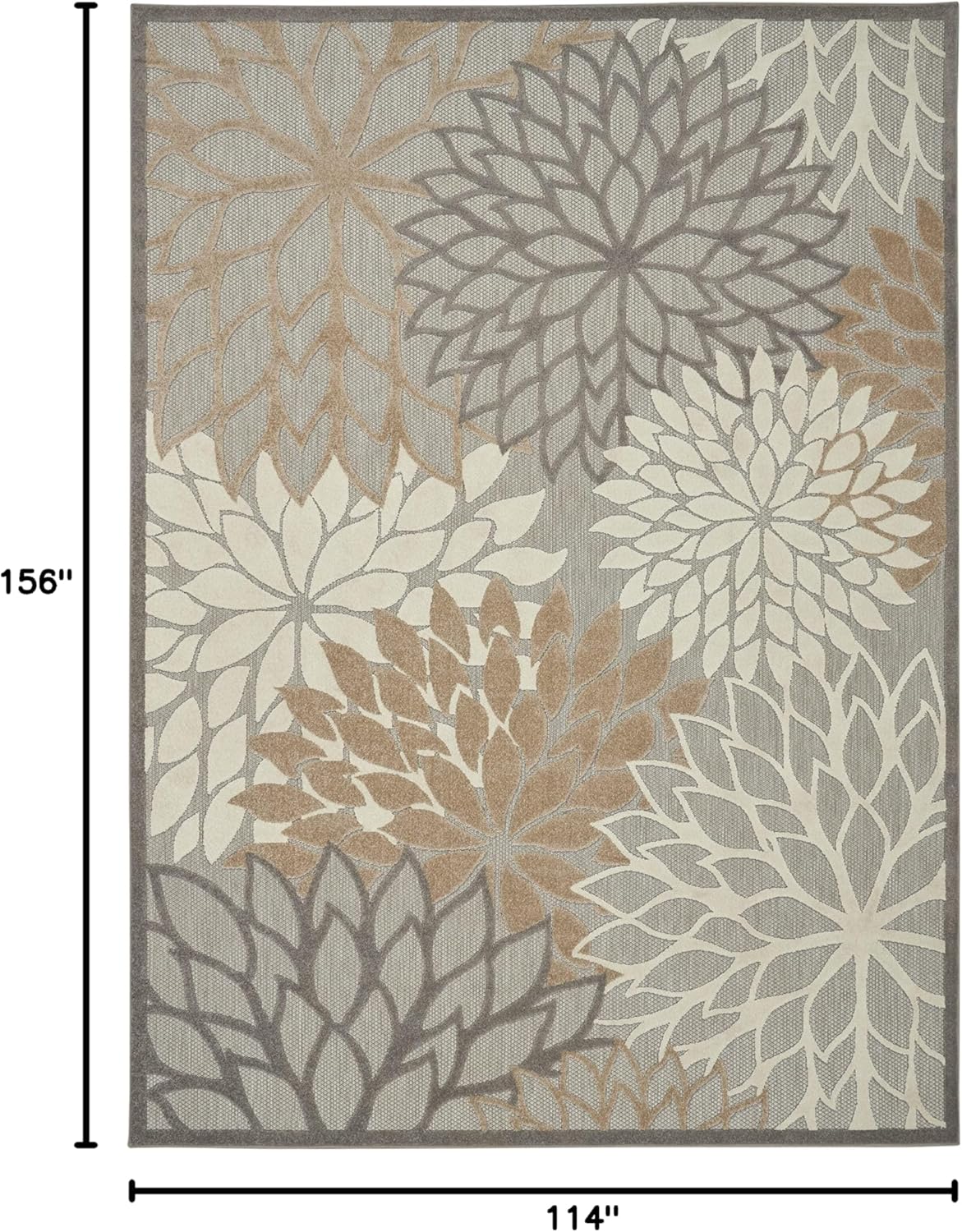 Nourison Aloha Indoor/Outdoor Natural 9'6" x 13' Area -Rug, Tropical, Botanical, Easy Cleaning, Non Shedding, Bed Room, Living Room, Dining Room, Deck, Backyard, Patio (9x13)