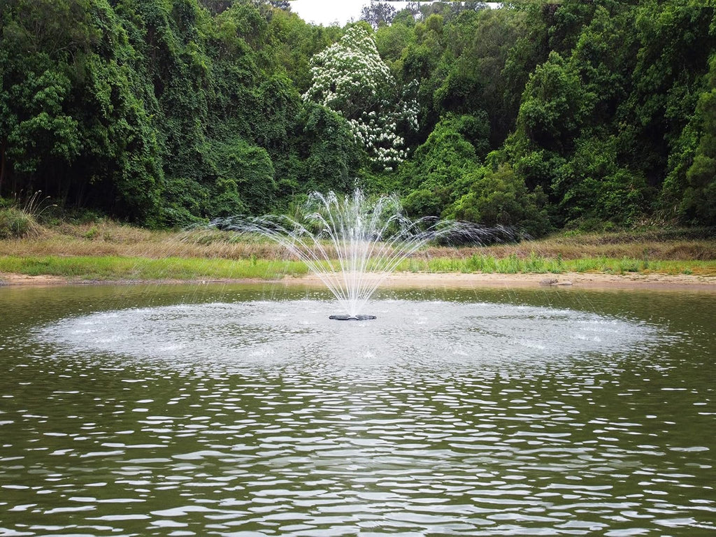 HQUA-FS01 110V, 1/2HP, OD(φ) 32” Large Pond Floating Fountain with 13000 GPH Fountain Pump, 100’ Power Cord, Two Spray Patterns 32'×12' and 18'×6'