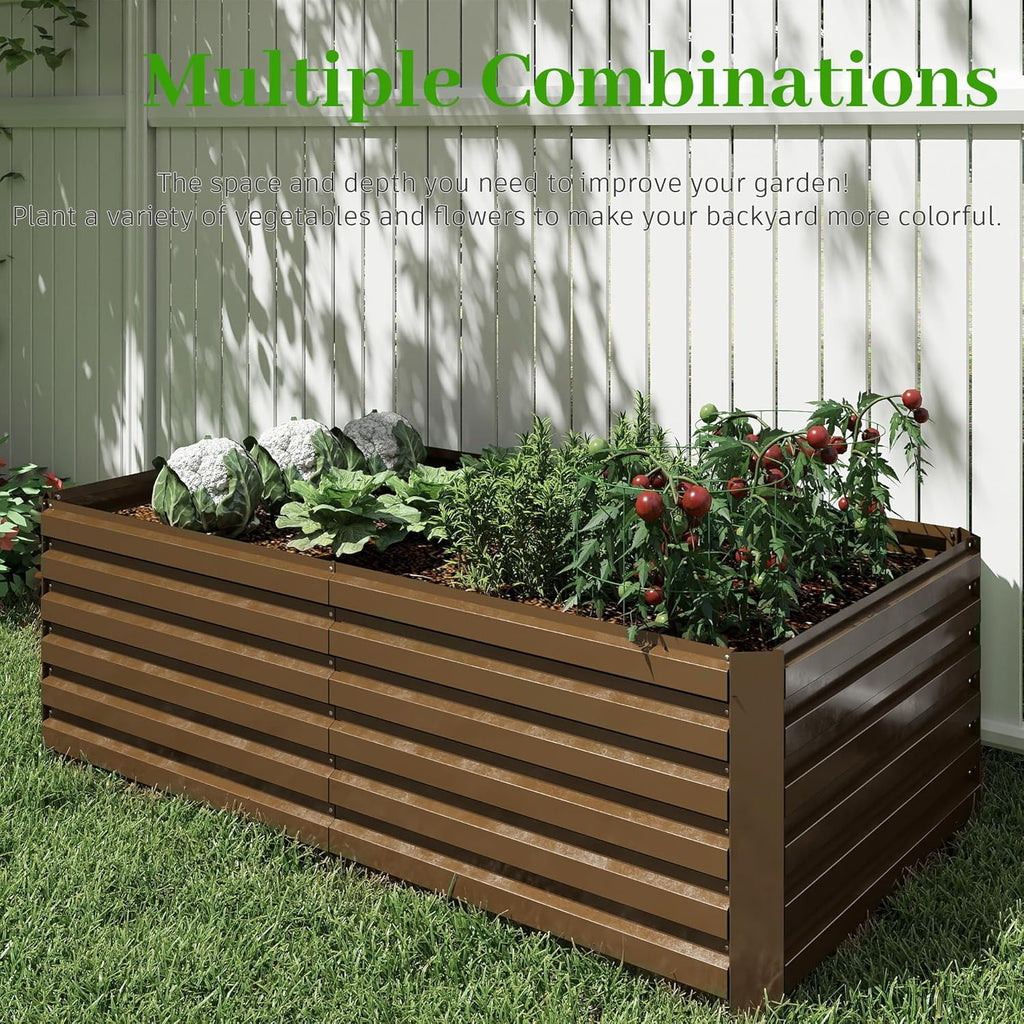 6x3x2 ft Raised Garden Bed, Large Metal Planter Raised Beds, Planters for Outdoor Plants for Vegetables, Flowers, Herbs, Fruits, and Succulents.(4 Pcs)