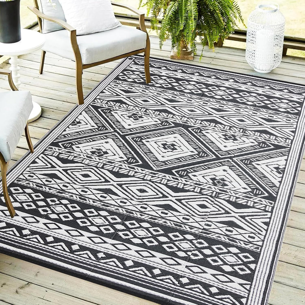 Outdoor Rug 9x12 ft Waterproof, Reversible Outdoor Plastic Straw Rug for Patios Clearance, Outdoor Area Rug Carpet RV Mat for Camping Backyard Deck Porch