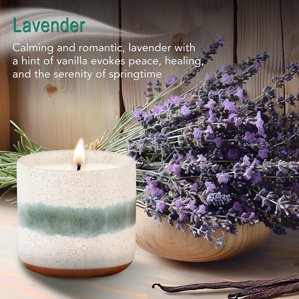 The Growing Candle, Lavender Scented, 8.5oz Ceramic Pot, Single Wick Aromatherapy Candles, 100% Soy for Women and Men, Edith