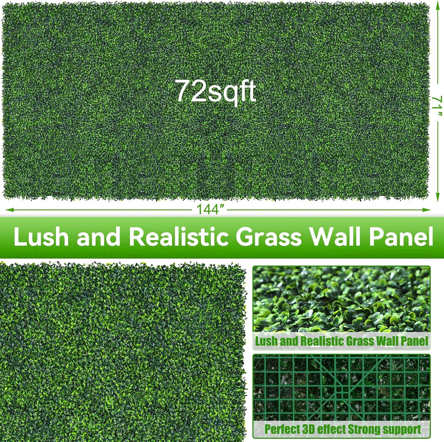 Artificial Boxwood Roll,71x144 in(72 sqft) UV-Anti Faux Ivy Grass Wall Backdrop for Balcony Privacy, Fake Grennery Wall Decor for Garden, Patio, Backyard
