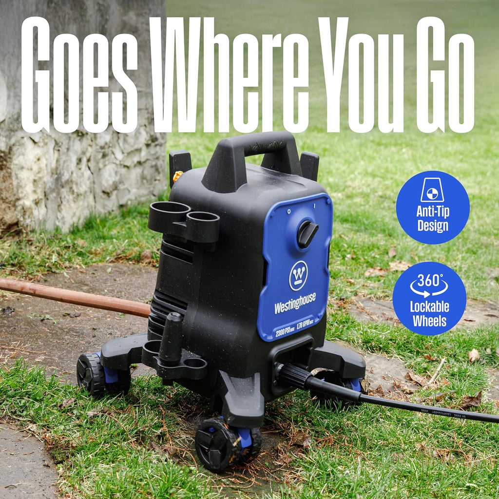 Westinghouse ePX3100 Electric Pressure Washer, 2300 Max PSI 1.76 Max GPM with Anti-Tipping Technology, Onboard Soap Tank, Pro-Style Steel Wand, 5-Nozzle Set, for Cars/Fences/Driveways/Home/Patios