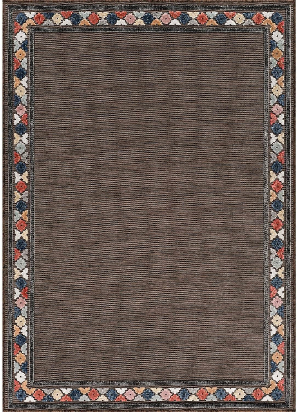 Beverly Rug Outdoor Rug 9x12 Modern Bordered Large Area Rugs for Indoor and Outdoor Patio Easy to Clean Non Shedding Living Room Porch Garden Washable Outside Carpet (9 x 12 Brown)