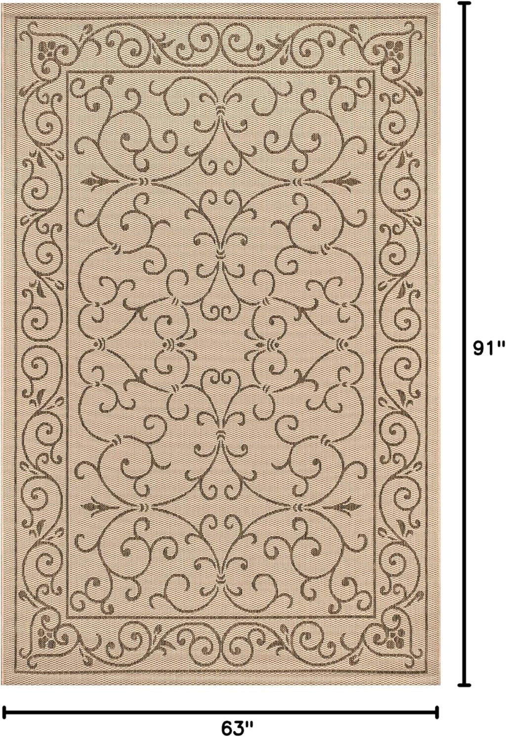 JONATHAN Y SMB106A-5 Charleston Vintage Filigree Textured Weave Indoor/Outdoor Beige/Brown 5 ft. x 8 ft. Area Rug, Classic,Easy Cleaning,HighTraffic,LivingRoom,Backyard, Non Shedding