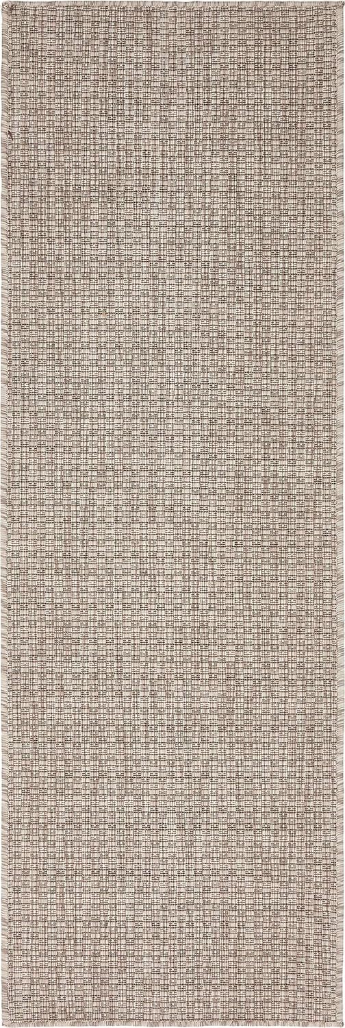 Unique Loom Collection Casual Transitional Solid Heathered Indoor/Outdoor Flatweave Area Rug (2' x 6' 1" Runner, Beige/Ivory)