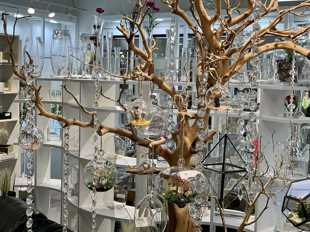 WGV Hanging Terrarium, Width 3.5", Height 7", Oblong, Double Hook, DIY Air Succulent Planter, Clear Glass Vase Orb, Candle Holder for Windowsill Outdoor Garden Decor, 1 Piece