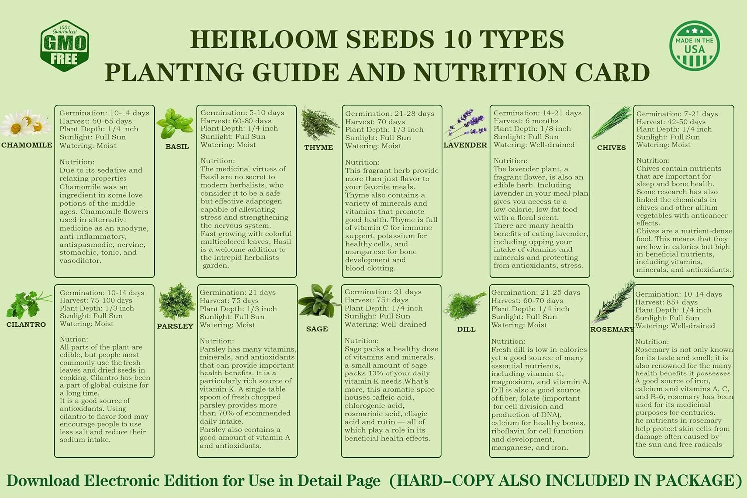 10 Herb Seeds Garden Starter Grow Kit with White Pots, Markers, Nutritional Soil, Watering, Herb Clipper, Complete Indoor Potted Plant Growing Set for Kitchen DIY