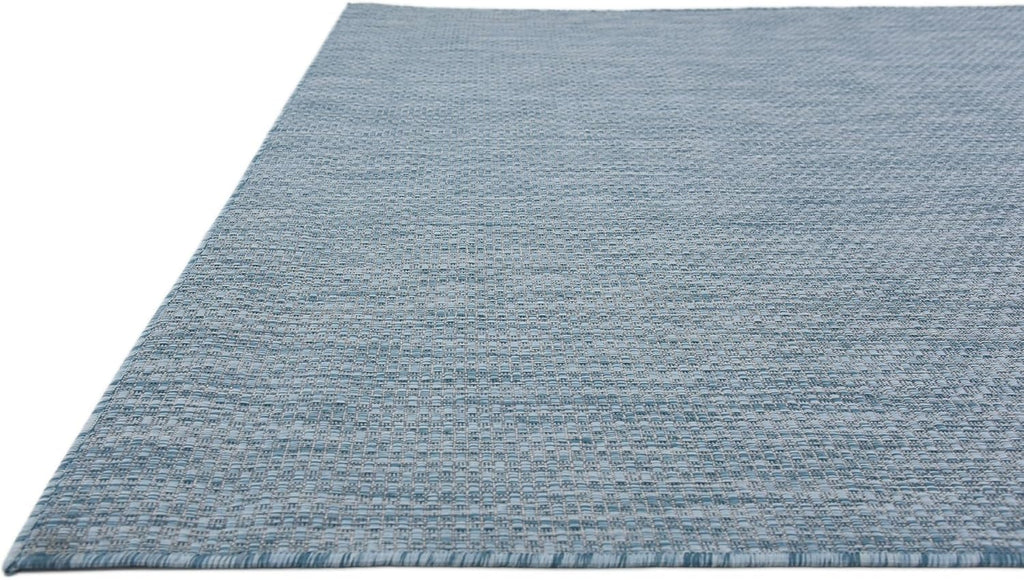 Unique Loom Collection Casual Transitional Solid Heathered Indoor/Outdoor Flatweave Area Rug (7' 1" x 10' Rectangle, Aquamarine/Ivory)