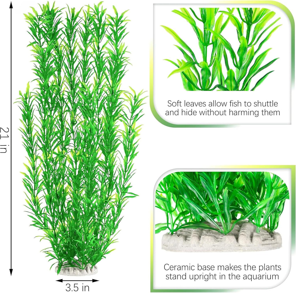 MyLifeUNIT Aquarium Plants, 21 Inches Tall Plastic Fish Tank Plants for Fish Tank Decorations and Aquarium Decor (Green)