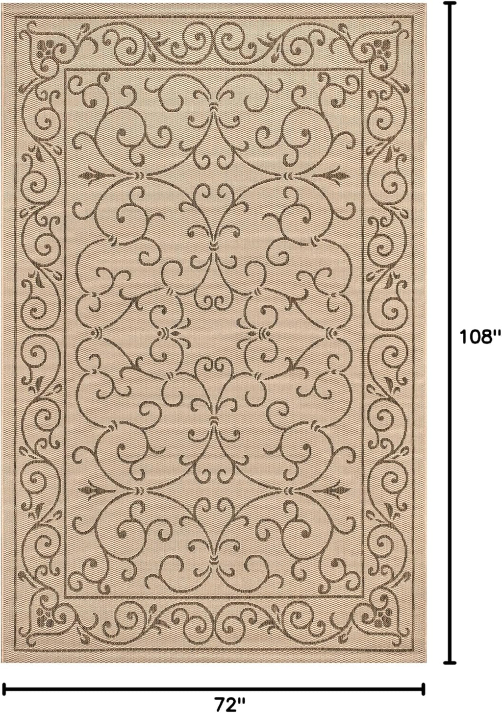 JONATHAN Y SMB106A-6 Charleston Vintage Filigree Textured Weave Beige/Brown 6 ft. x 9 ft. Indoor/Outdoor Area Rug, Pet Friendly, Non-Shedding, Stain Resistant, Easy-Cleaning for Backyard, Patio