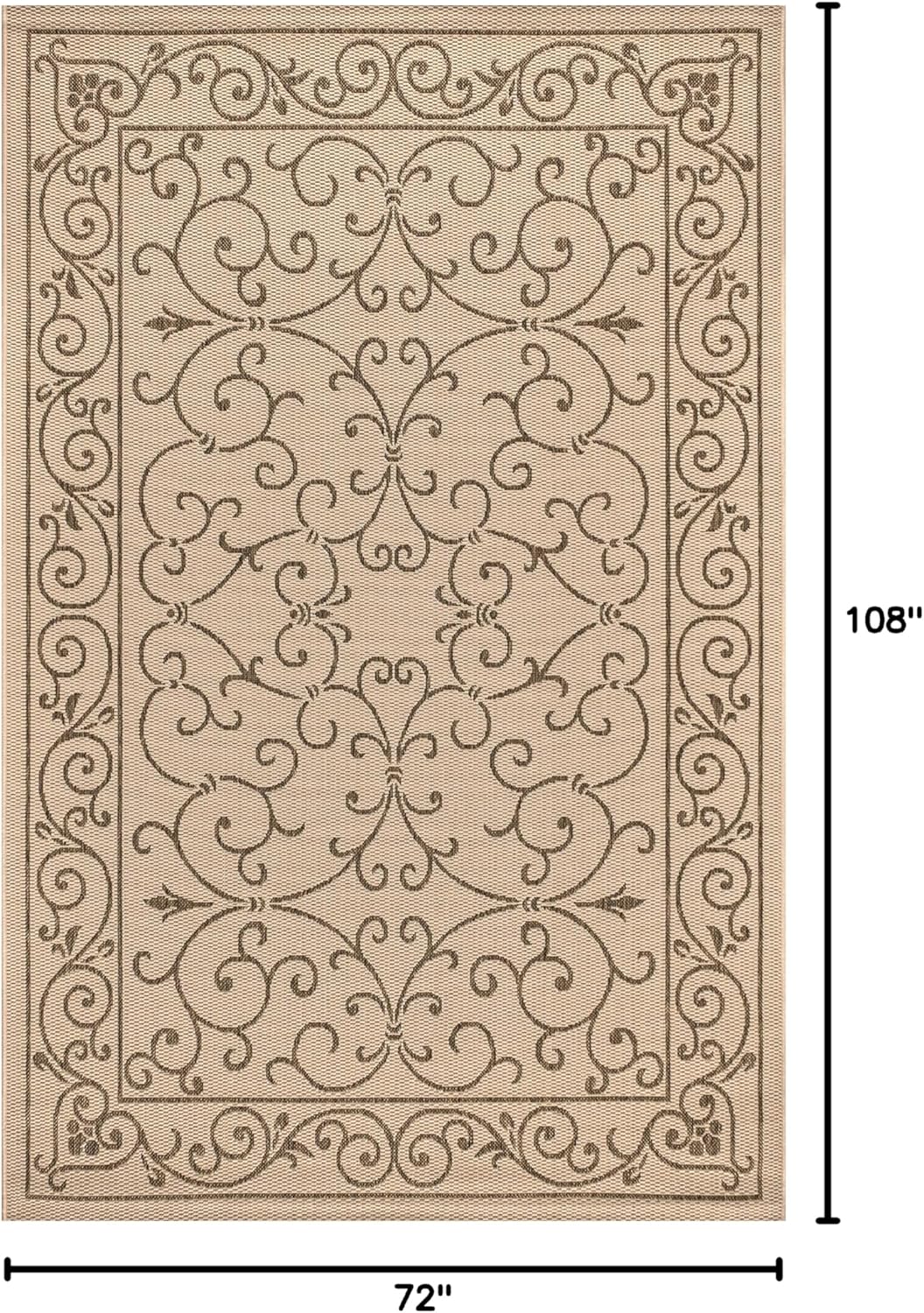 JONATHAN Y SMB106A-6 Charleston Vintage Filigree Textured Weave Beige/Brown 6 ft. x 9 ft. Indoor/Outdoor Area Rug, Pet Friendly, Non-Shedding, Stain Resistant, Easy-Cleaning for Backyard, Patio