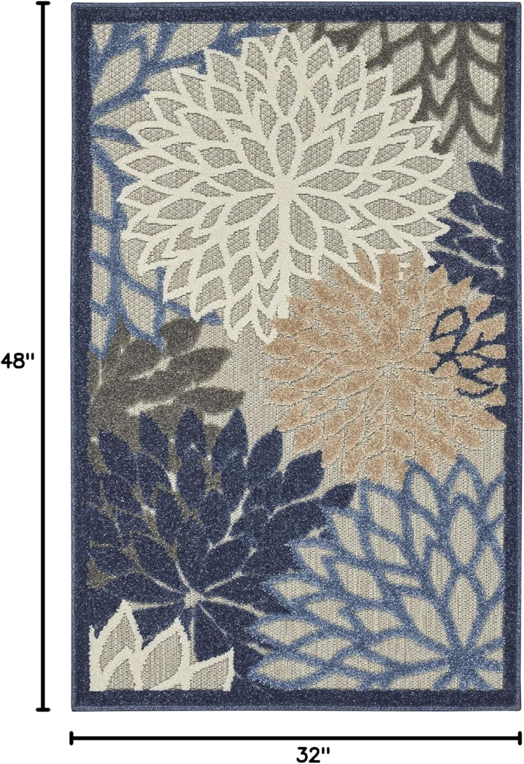 Nourison Aloha 2'8" x 4' Blue/Multicolor Outdoor Indoor/Outdoor Rug