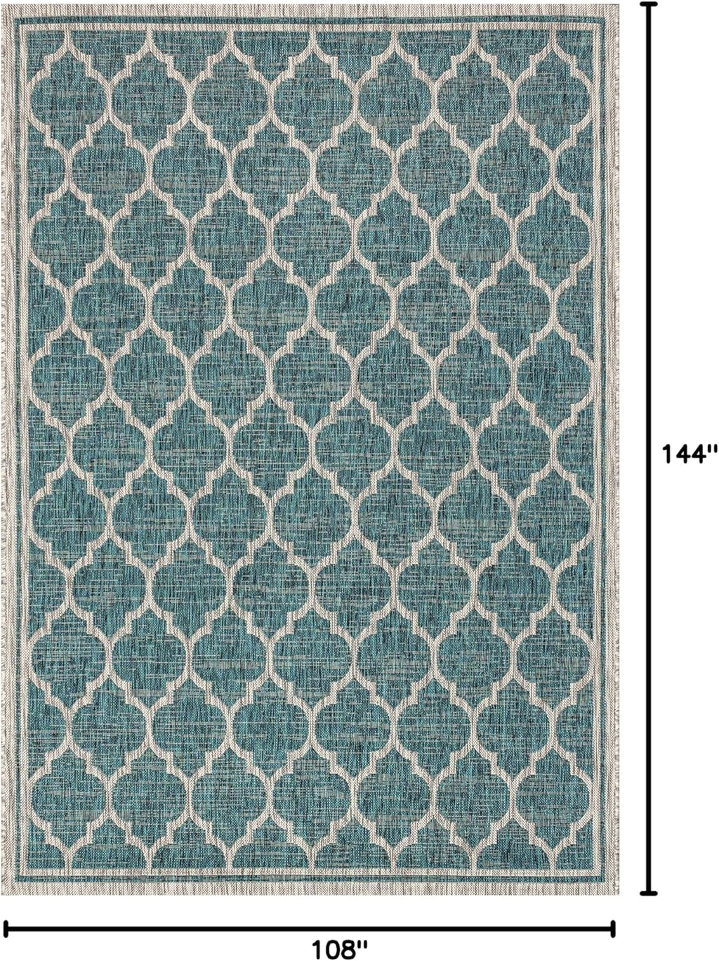 Eyely BMS109E-9 Santa Monica Trebol Moroccan Trellis Textured Weave Indoor/Outdoor Area Rug Coastal;Bohemian, Bedroom, Backyard, Patio, Easy-Cleaning, Non-Shedding, 9 X 12, Teal/Gray