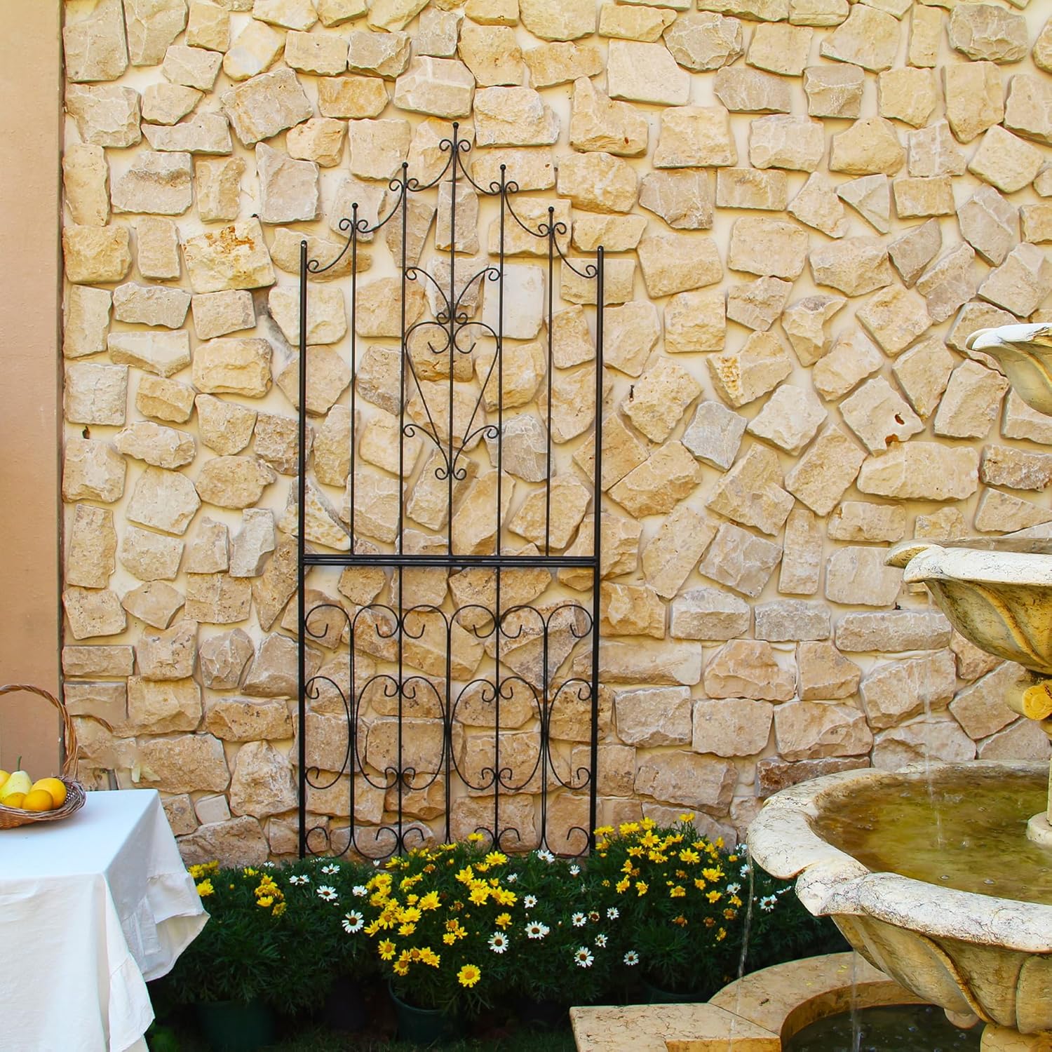 SCENDOR Metal Trellis 86.6" H x 29.5" W Powder-Coated Black Attractive Plant Support Garden Trellis Stylish Garden Addition Lattice Outdoor Yard Décor Roses Vine Ivy Clematis Trellises Black