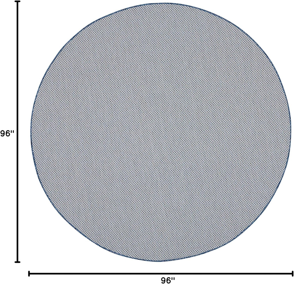 Nourison Home Courtyard 8' x Round Ivory Blue Fabric Modern Area Rug (8' Round)