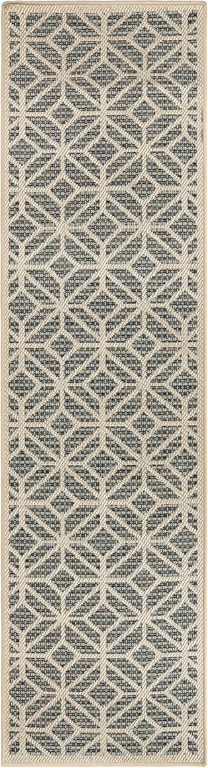 Rugshop Contemporary Geometric Indoor/Outdoor Runner Rug 2' 3" X 10' Blue