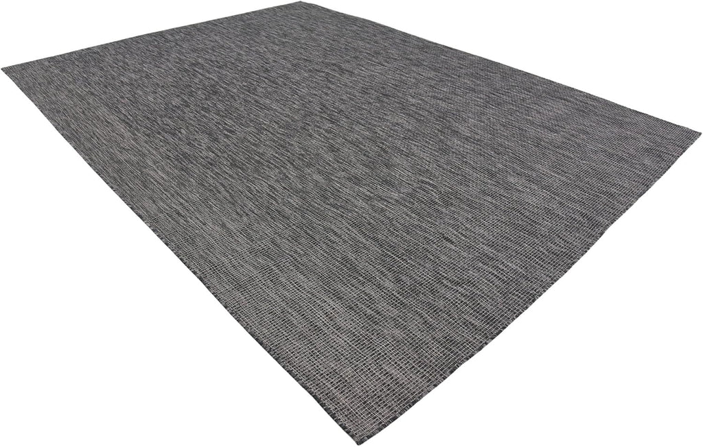Unique Loom Collection Casual Transitional Solid Heathered Indoor/Outdoor Flatweave Area Rug (9' x 12' Rectangle, Black/Ivory)