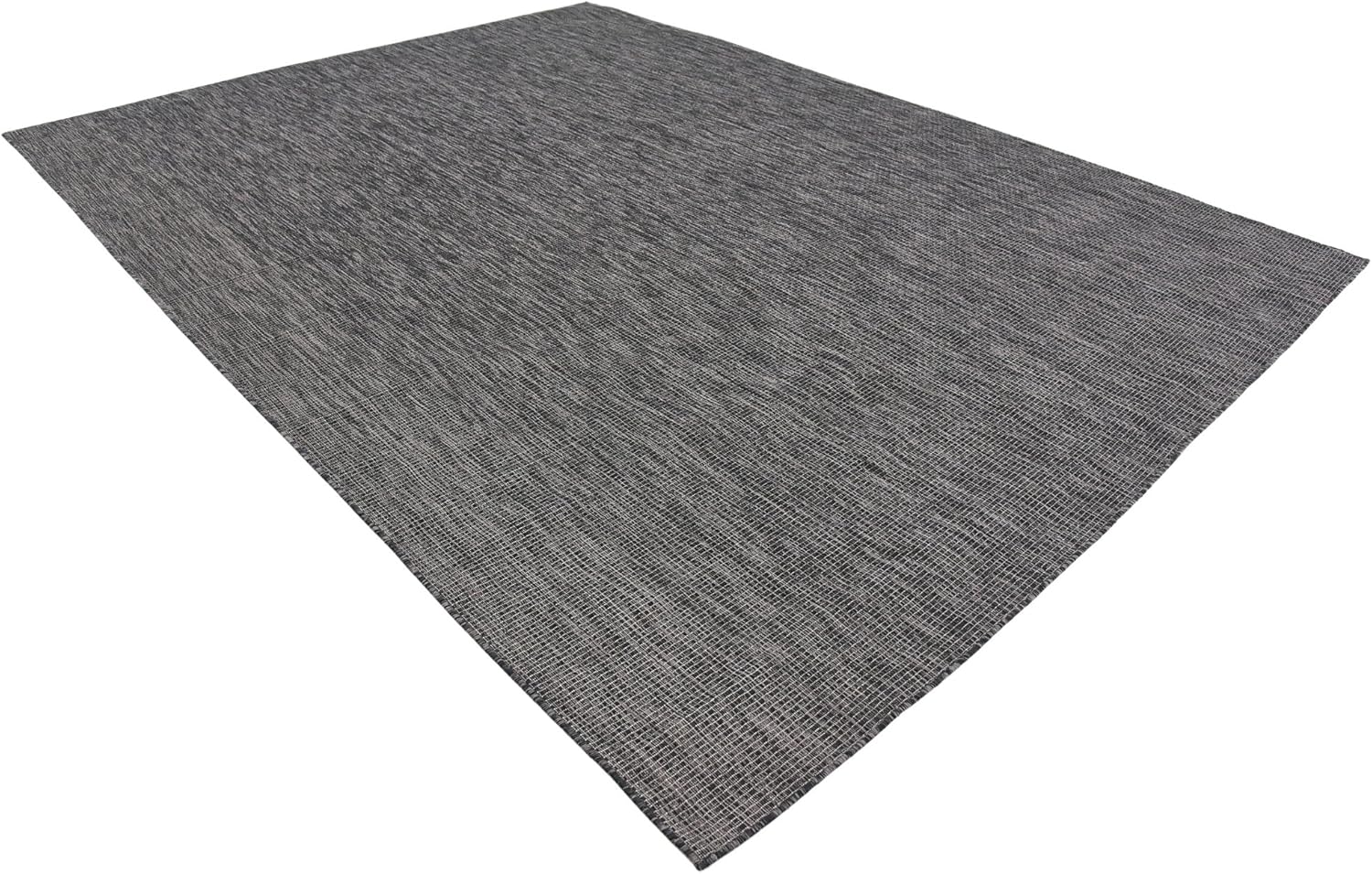 Unique Loom Collection Casual Transitional Solid Heathered Indoor/Outdoor Flatweave Area Rug (9' x 12' Rectangle, Black/Ivory)