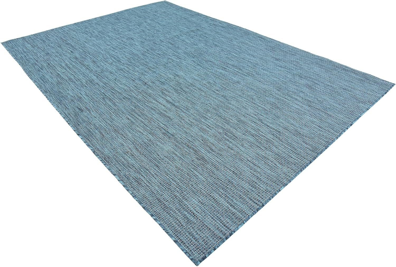 Unique Loom Collection Casual Transitional Solid Heathered Indoor/Outdoor Flatweave Area Rug (7' 1" x 10' Rectangle, Teal/Navy Blue)