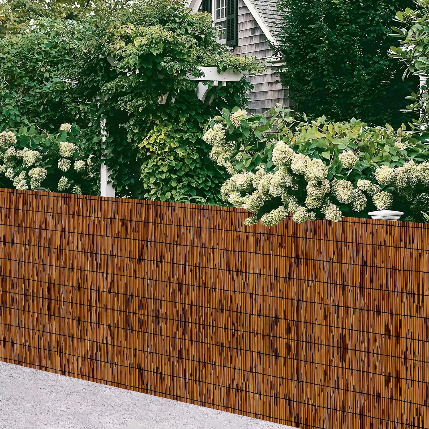 Natural Bamboo Reed Fence, 2 Pack 4FT x 16.4FT,Bamboo Privacy Screen for Garden, Decorative Fence for Outdoor Privacy Screening, Sun Blocking, Decorative Divider, Brown