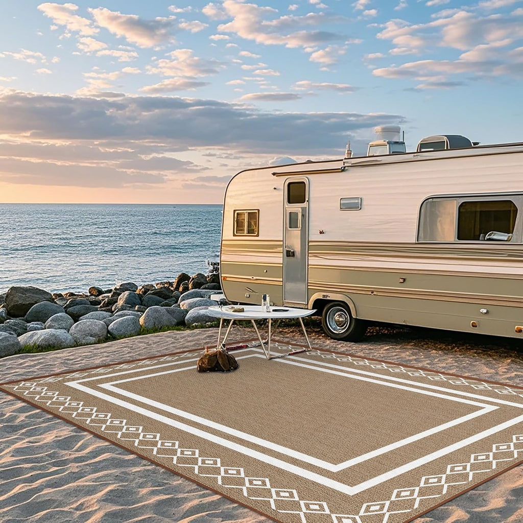 Outdoor Patio Rug, Outside Rectangular Carpet, Moroccan Geometric Rugs, Washable Large Indoor Outdoor Rug 6x9 Mats for RV, Picnic, Backyard, Deck, Balcony, Porch, Beach