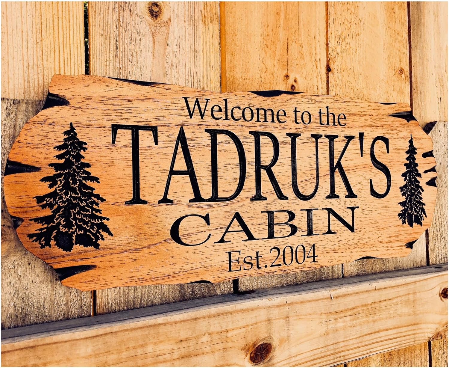 Personalized Cabin Sign Outdoor Wood Sign Welcome Sign Rustic Decor Custom Wood Sign