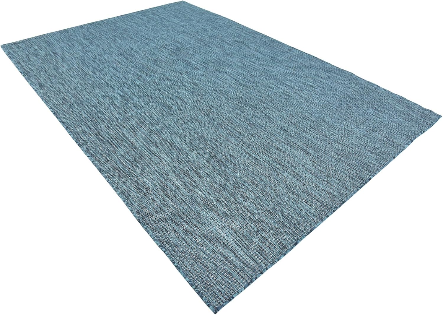Unique Loom Collection Casual Transitional Solid Heathered Indoor/Outdoor Flatweave Area Rug (6' 1" x 9' Rectangle, Teal/Navy Blue)