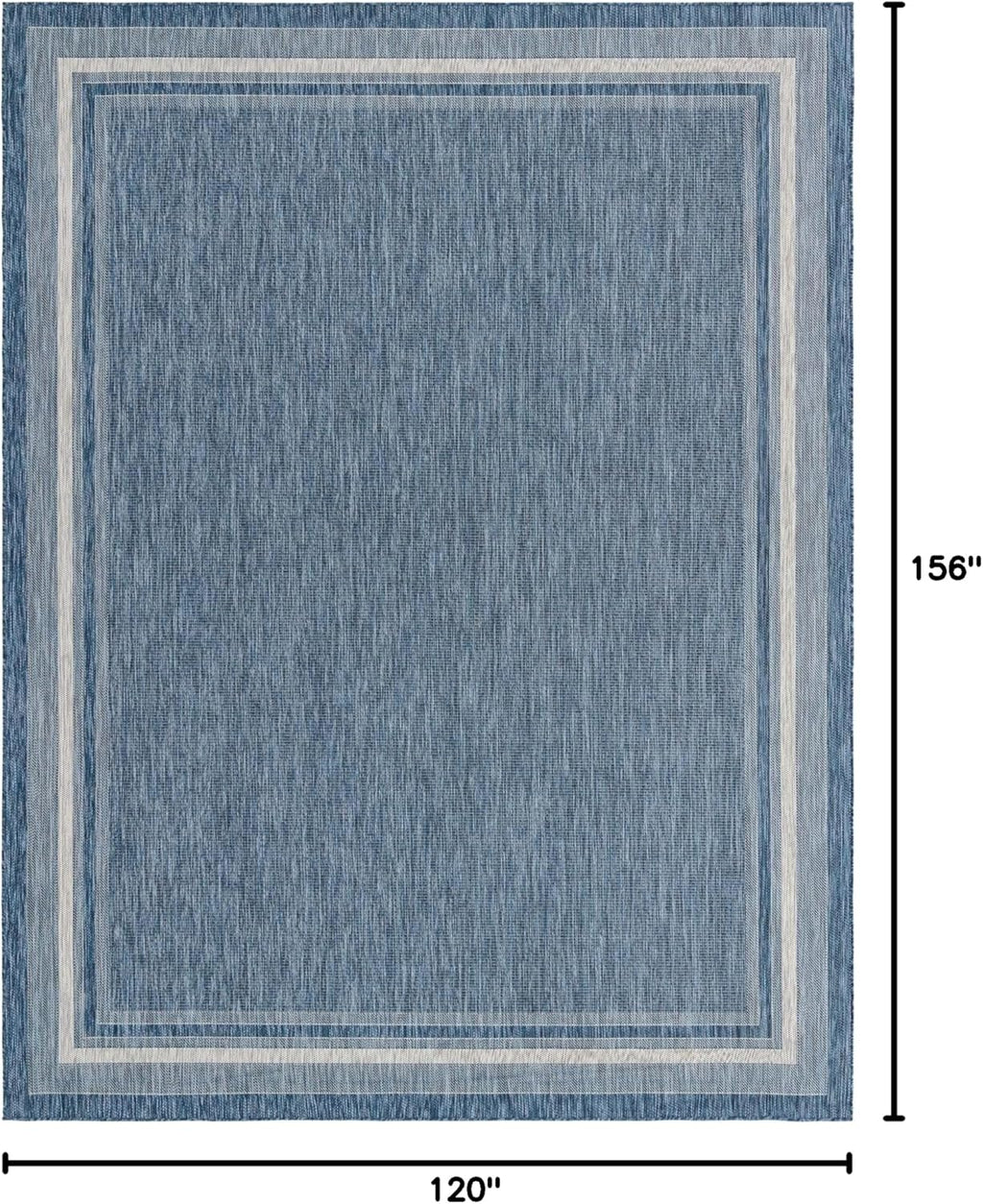 Unique Loom Outdoor Border Collection Area Rug - Soft Border (10' x 13' Rectangle, Blue/ Ivory)