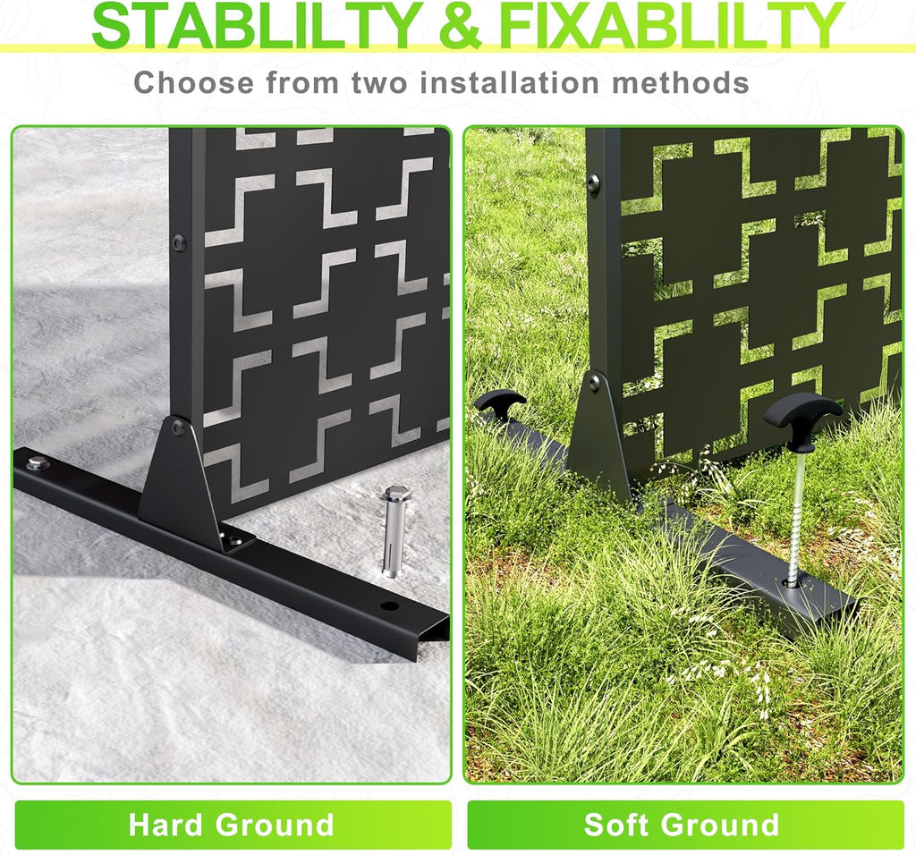 Outdoor Privacy Screen,72" H×47" W Metal Privacy Screen, Freestanding Privacy Fence Panels for Patio