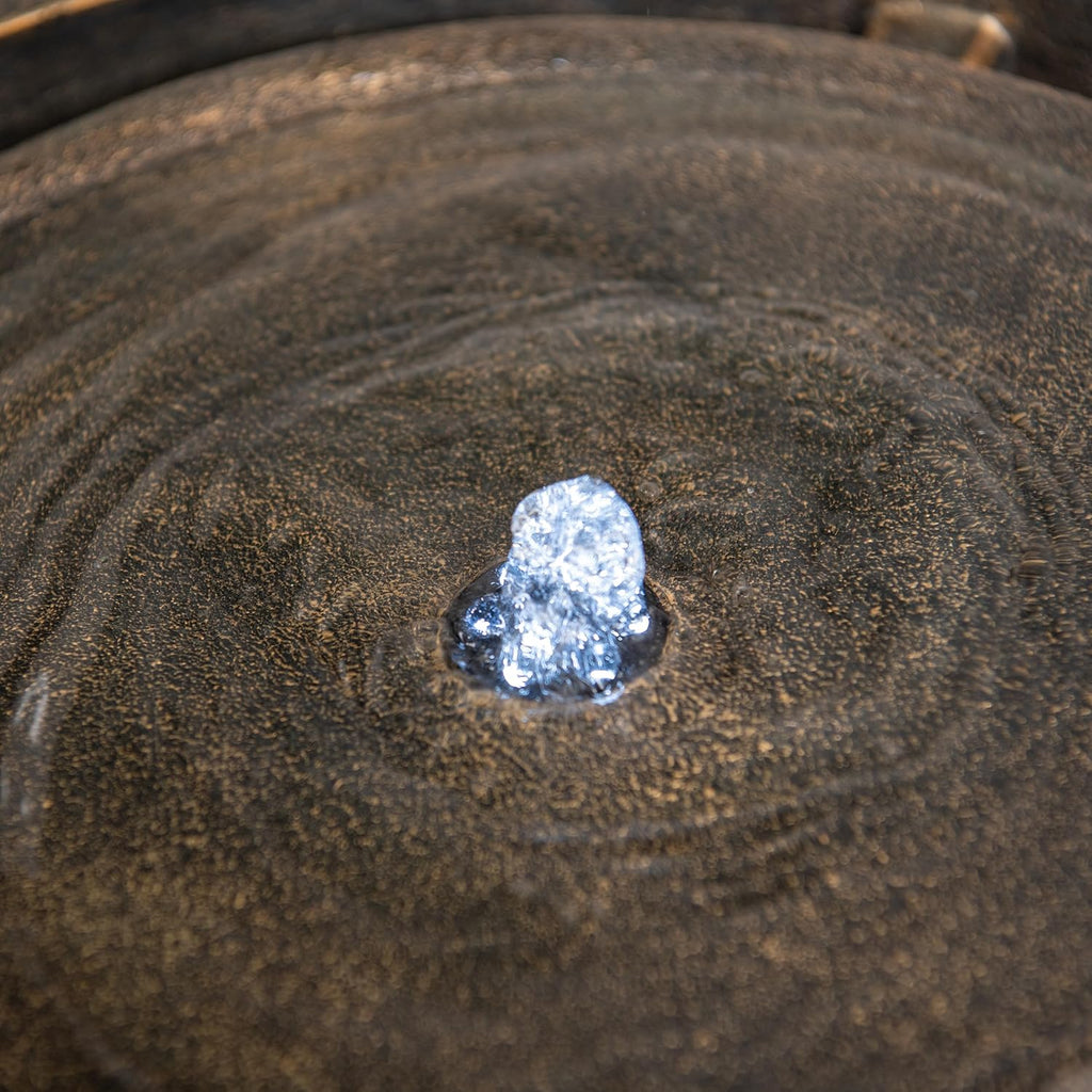 Xbrand 19.8" W Round Polyresin Indoor/Outdoor Sphere Water Fountain with LED Light, Garden/Patio Water Fountain Décor, Bronze